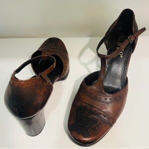 Franco Sarto Vintage Leather Block Heel, Warm Brown, Sz 8